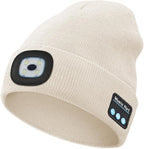 Bluetooth Beanie with Light, USB Rechargeable LED Headlamp Winter Hat, Men Women Valentine's Day Gifts