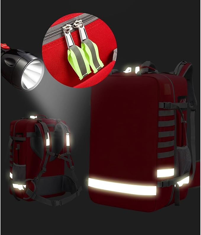 Emergency Bag First Aid Backpack Empty First Aid Bag Treatment First Responder Trauma Bags for Camping Cycling Outings(Red,55x35x25cm)