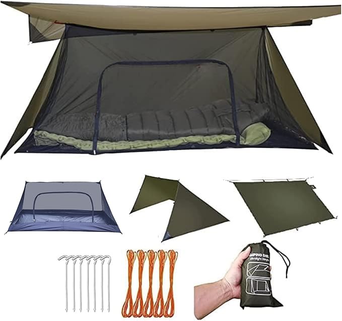 onewind Shelter Set Include Emergency Shelter, Inner Tent and Tent Footprint, Ripstop Silnylon with Silicone PU Coating Survival Shelter Tent for Camping, Hiking, Backpacking
