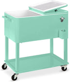 Best Choice Products 80-Quart Outdoor Steel Rolling Cooler Cart w/Ice Chest, Bottle Opener, Catch Tray, Drain Plug, Locking Wheels