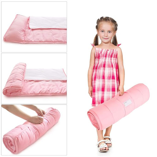 2 Pack Toddler Nap Mat with Fleece Blanket, Extra Large Kids Sleeping Bag for Preschool Daycare, Portable Travel Camping Nap mats Machine Washable Pink and Violet
