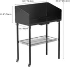 only fire Outdoor Camp Cooking Table for Dutch Ovens and Food Preparation, Collapsible Grill Table Camping Kitchen Station with Side Windscreen & Storage Basket for Backyard BBQ Picnic RV