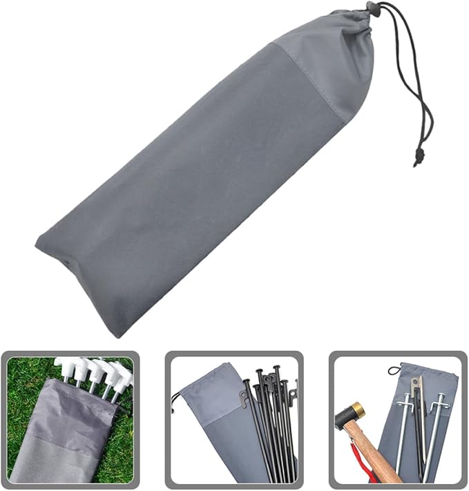 Tent Stake Storage Bag with Oxford Fabric, 30cm Camping Nail Organizer Pouch for Outdoor Tent Pegs and Ground Stakes, Windproof Drawstring Holder for Hiking and Backpacking
