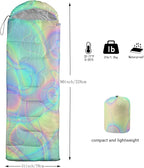 Kids Sleeping Bag for Boys Girls,Blue Ripples Print-Lightweight Warm Portable Outdoor Indoor-Waterproof Cold Weather Resistant Sleeping Bag for Camping Hiking
