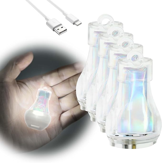 Mini Lantern LED Flashlight, Small Keychain Flashlight Rechargeable USB, Waterproof Pocket Purse Light with Magnetic for Camping Nighttime, EDC Gear Tools Keychian Light (White-4Pcs)