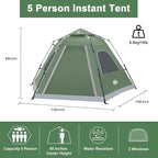 ADSMART Instant Tents for Camping 2/3/4/5 Person Tent Waterproof Easy Setup Sets Up Backpacking Tents with Carry Bag for Outdoor Hiking