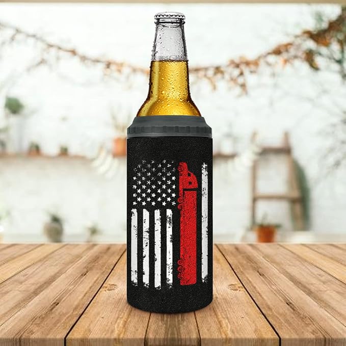winorax Truck Driver Gifts Trucker Tumbler 4-in-1 Can Cooler American Flag Design 12oz Stainless Steel Insulated Tumblers Coffee Travel Mug Cup With Lid For Dad Truck Lovers Drivers Truckers Driver