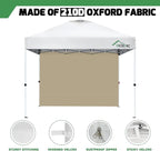 Sidewalls for 10x10 Pop Up Canopy, 210D Polyester Waterproof Canopy Sidewalls with UV Protection, Sunwall Only (Khaki, 10 * 10ft 3PCS)