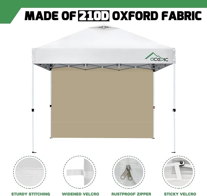 Sidewalls for 10x10 Pop Up Canopy, 210D Polyester Waterproof Canopy Sidewalls with UV Protection, Sunwall Only (Khaki, 10 * 10ft 3PCS)