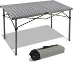 Portable Outdoor Camping Table, Oversize Aluminum Roll Up Lightweight Folding Table for Picnic, Barbecue, Beach, Tailgating, Party, Backyard, Indoor and Outdoor, Stable and Durable