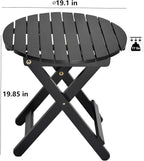 Small Round Folding Side Table Set of 2, Patio Foldable Wooden End Tables for Outdoor Indoor Porch Camping Living Room Bedside Couch, as Coffee Table or Plant Stand, Black