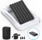 Inflatable Toddler Travel Bed - 60 Inches Portable Toddler Bed for Travel with Safety Sides - Cozy Kids Air Mattress Set with High-Speed Pump & Carry Case - Lightweight & Easy to Inflate -Grey