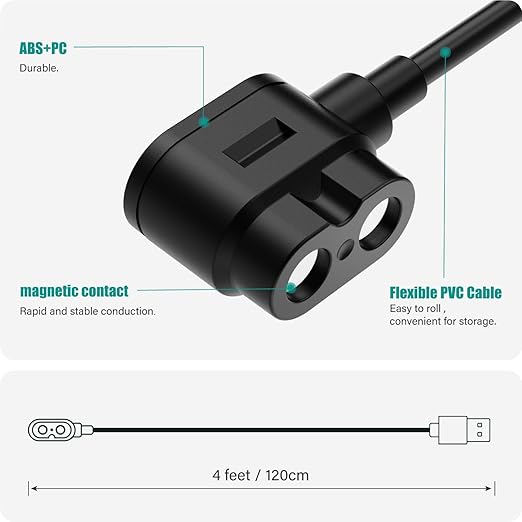TUSITA Magnetic Charger Cable Compatible with LEDLENSER MH7 MH8 MH11 iH11R ML4 Headlamps Lights - 1.2M / 4ft.