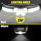 EXIN DECHEN LED Headlamp Rechargeable, 1200 Lumen Super Bright Headlamp Flashlight, 270° Wide Beam LED Headlamps with Red Taillight, 8 Mode Lightweight Waterproof Head Lamp