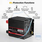 4000 Watt Pure Sine Wave Power Inverter, 12V DC to 110V/120V AC Converter 8000W Peak, with Remote Control LCD, 4 AC Outlets & USB Port & Hardwire Terminal, for Truck RV Boat Camping Solar System EPS