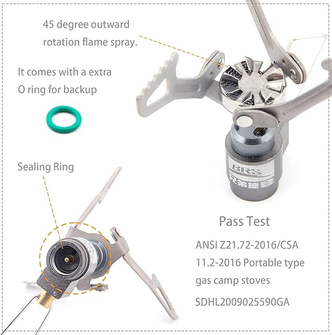 BRS Stove BRS 3000T Stove Titanium Ultralight Backpacking Stove Portable Propane Camping Stove Gas Burner Camp Stove only 26g with Extra O Ring