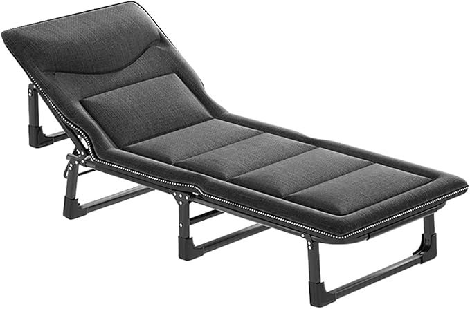 Folding Bed with Mattress Queen 3 in 1 Folding Camping Cot Bed 4 Positions Adjustable Patio Chaise Lounge Chair for Bedroom Pool Patio,F-190 * 68 * 30cm
