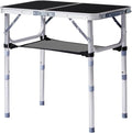 Folding Camping Table, Aluminum Folding Table with Carrying Handle, Lightweight, Portable Camping Table Waterproof for Outdoor Indoor Picnic Beach BBQ (Black, 2ft)