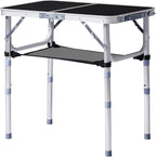 Folding Camping Table, Aluminum Folding Table with Carrying Handle, Lightweight, Portable Camping Table Waterproof for Outdoor Indoor Picnic Beach BBQ (Black, 2ft)