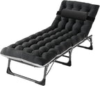 DoCred Heavy Duty Chaise Lounge Chair, Adjustable 5-Position Folding Chaise Lounge Chairs for Outside, Portable Lay Flat Beach Lounge Chair for Outdoor Sunbathing Beach Pool Lawn Camping