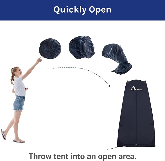 WolfWise Pop Up Changing Tent for Beach, Camping Portable Shower Tents, Outdoor Privacy Bathroom, Change Dressing Clothes Tent Pop Up Instant for Camp, Toilet, 6.2ft/6.6ft/6.9ft High