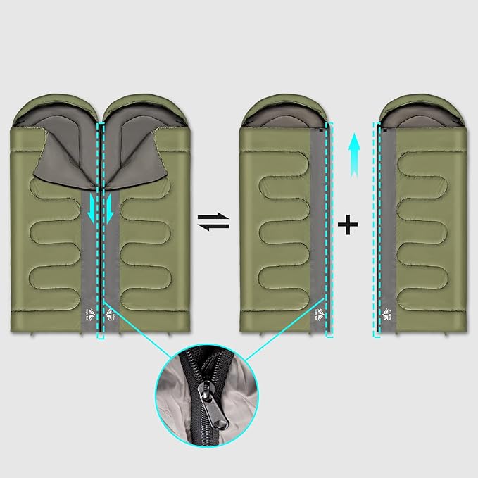 Night Cat Backpacking Tent with Inflatable Double Sleeping Pad Double Sleeping Bag for 2 Persons Camping Combo Set