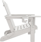 SERWALL Adirondack Chair with Cup Holders - Composite Adirondack Chairs Set of 8 HDPE Outdoor Chairs All Weather Use- White