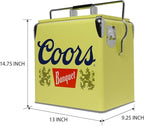 Coors Banquet Retro Ice Chest Cooler - Portable Ice Bucket with Bottle Opener, Vintage Style, Insulated for Camping, Beach, Picnic, RV, BBQs, Tailgating, Fishing, 18 Can, 14 qt (13L)