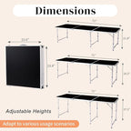 6Ft Camping Table Folding Portable Camp Aluminum Fold Up Lightweight Table Outdoor for Camping, Picnic, Portable Folding Aluminum Table Easy to Set & Carry - Black 180 x 60 x 70cm