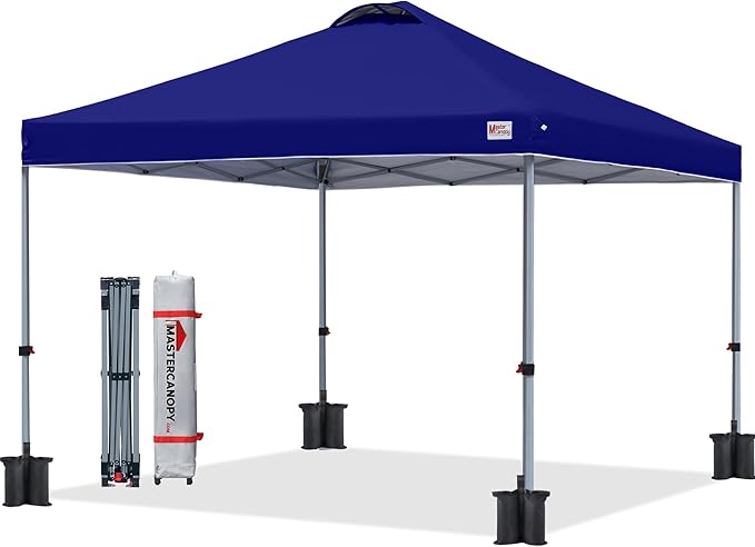 MASTERCANOPY Durable Pop-up Canopy Tent with Roller Bag (10x10, Dark Blue)
