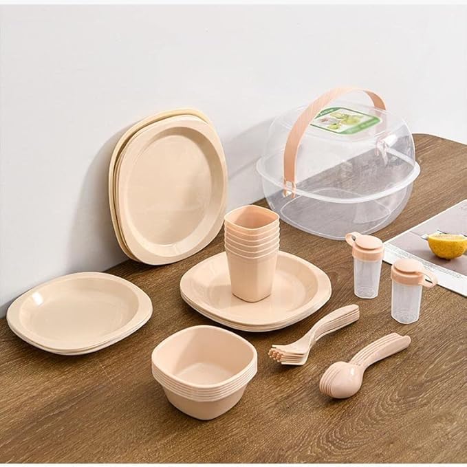 48 Pcs Outdoor Set Plastic Tableware For Picnic On Much Person Backpacking Camping Cookware Cooking Cook