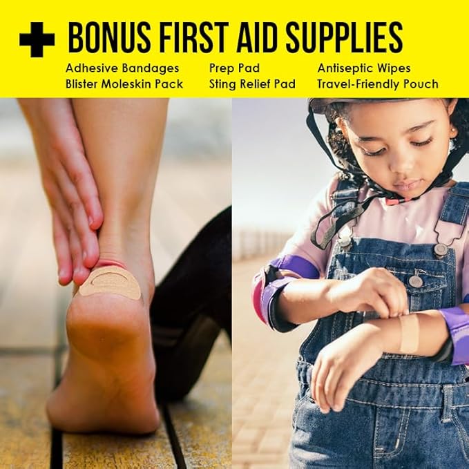 Travel Essential Medicine First Aid Kit I Bonus Medical Supplies I TSA Compliant Mini Size Medkit for Traveling Camping Trips Individually Packed 64 Tablets (Refill Pack)