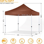 HLong 10x10 Heavy Duty Pop-Up Canopy Tent Commercial Grade, Brown