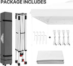 EAGLE PEAK Pop Up Canopy Tent with Wheeled Carry Bag, 8 Stakes, 4 Ropes, Easy Set Up Tent Canopy, 8x8 ft, White