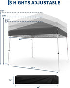 Canopy Tent, GarveeLife 10X10 FT Pop Up Canopy Outdoor Instant Tent Slant Legs with Carrying Bag, Portable Gazebo Shelter for Patio Deck Garden Beach - 8X8 FT Canopy Cover (Gray)
