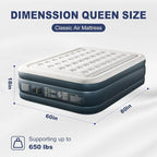 Outvita 18in Queen Air Mattress with Built-in Pump, Quick Assembly Comfort Luxury Blow Up Air Bed Self-Inflation/Deflation - Breathable and Flatness-Free for Guests and Home, Camping, Travel