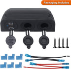 12-24 V Multifunctional 3 Hole Tent Type Car Modification Socket Dual Female Power Outlet Adapter Dual USB Charger Ports Combination Outlet Suitable for Portable Auto Electronic Devices ﻿