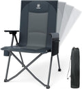 EVER ADVANCED Reclining Camping Chairs for Adult Lightweight, Folding Recliner Chair with Adjustable Back, 4-Level Lounge Chairs, Portable Lawn Chairs for Patio Balcony, Supports 350lbs Grey
