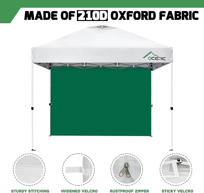 Sidewalls for 10x10 Pop Up Canopy, 210D Polyester Waterproof Canopy Sidewalls with UV Protection, Sunwall Only (Green, 10 * 10ft 3PCS)