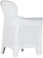 Patio Chairs ,Dining Chairs,Camping Chair,Study Chair,Coffee Chair,Beach Chair,Garden Chairs,Patio Funiture,for Deck, poolside,Camping,Beach,Campsite,2 pcs with Cushion White Plastic Rattan Look