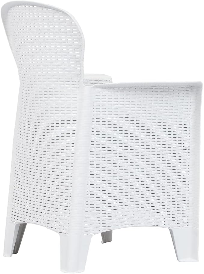 Patio Chairs ,Dining Chairs,Camping Chair,Study Chair,Coffee Chair,Beach Chair,Garden Chairs,Patio Funiture,for Deck, poolside,Camping,Beach,Campsite,2 pcs with Cushion White Plastic Rattan Look