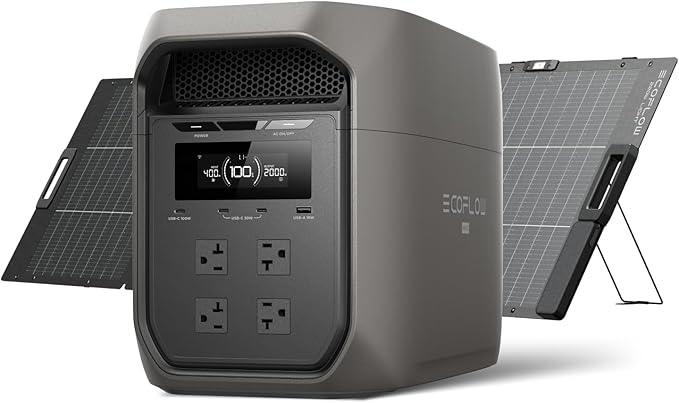 EF ECOFLOW Portable Power Station DELTA 3 MAX with 220W Solar Panel, 3400W X-Boost Output, Ultra-Fast 0-80% Charging in 1.13 Hr, Home Backup & RV Camping (Black)