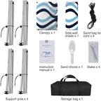 Beach Canopy Tent Shade with Sidewalls 10x10FT, 6.6FT Tall, UPF50+ Sun Shelter, Windproof & Water Resistant, Includes Guylines Sand Shovel Stability Poles, Easy Up for Beach Outdoor Camping Backyard