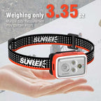SUNREI 700 Lumens Rechargeable Headlamp with RGB Light, Motion Sensor, Stepless Dimming, IPX6 Waterproof, 2200mAh Battery, 5700K, Spot/Flood/Combo Beam, Red Flash, Type-C Lightweight Headlight