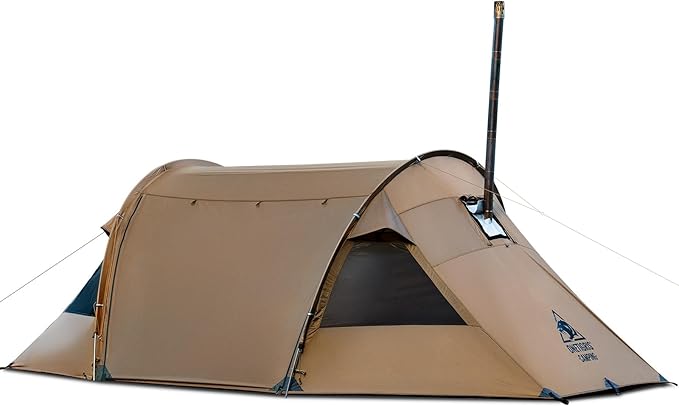 OneTigris Raven NEST Hot Tent with Stove Jack, Spacious Waterproof 2 Person Tunnel Tent for Camping, Hiking, Backpacking, Bushcraft