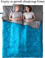 Tuphen Double Sleeping Bag, Sleeping Bag with 2 Pillows, Queen Size XL Bag for 2 People, Cold Warm Weather- 3 Seasons, Waterproof Adults for Camping, Backpacking or Hiking