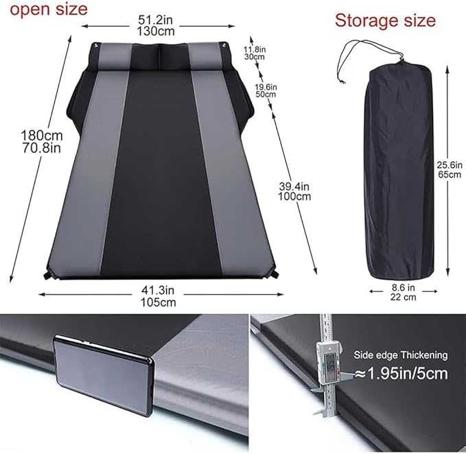 Car Inflatable Mattress, for Jeep Grand Cherokee L 6-Seater 2021-2025 Outdoor Camping Travel Portable Sleeping Pad AdjustableWear Resistant, Auto Accessories,C-Blue-Yellow