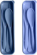 Travel Utensils with Case, Camping Utensils Wheat Straw Reusable Utensils Set With Case, Knife Fork and Spoon Utensil for Lunch Box (2 Pack)