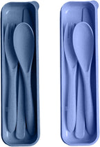 Travel Utensils with Case, Camping Utensils Wheat Straw Reusable Utensils Set With Case, Knife Fork and Spoon Utensil for Lunch Box (2 Pack)