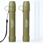 Survival Water Filter Straw - Portable Personal Water Purifier for Hiking, Camping & Bug Out Bag | Tactical Emergency Preparedness Gear, Wilderness Backpacking & Life Saving Equipment(2, Green)